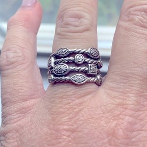 David Yurman silver/diamond confetti ring. Size 6